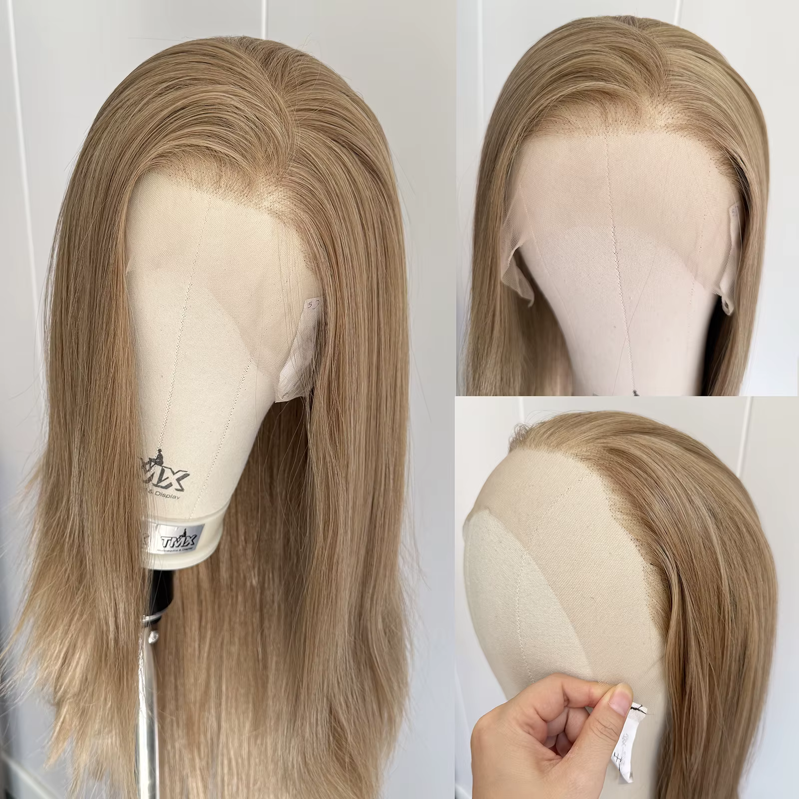 Perruque Lace Front Wig synthétique lisse et soyeuse à reflets blonds