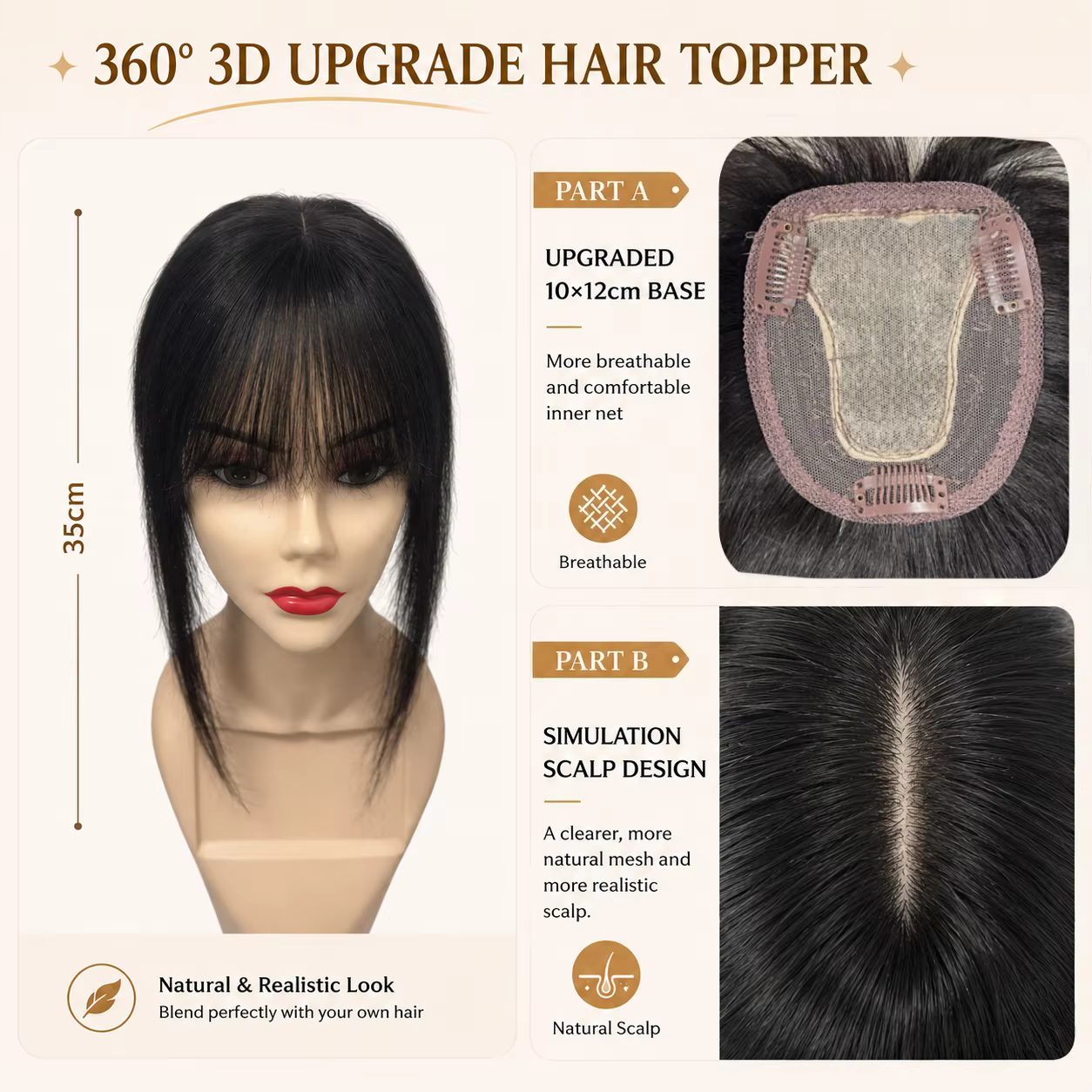 Extensions capillaires naturelles en T-part avec base en dentelle pour femmes