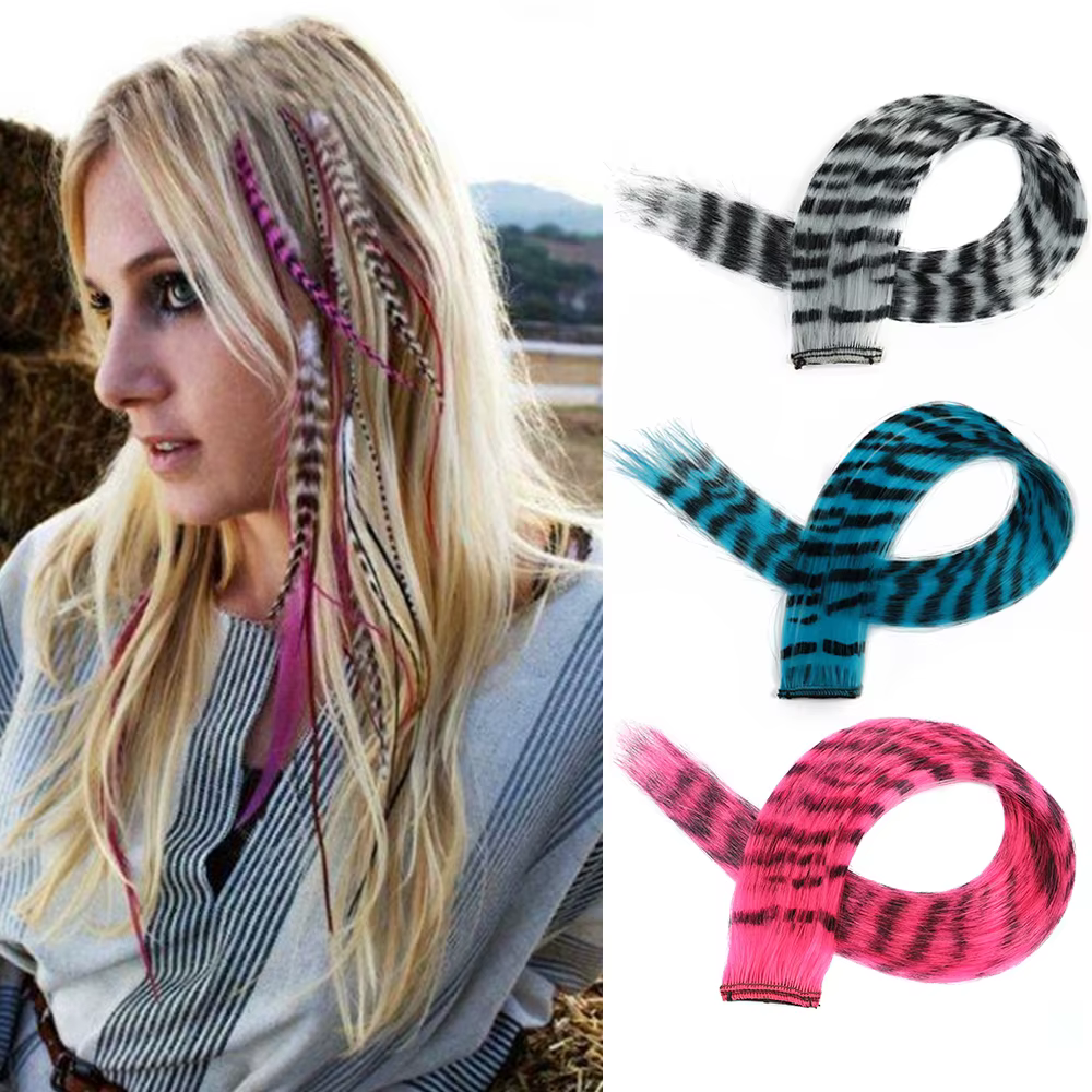 Extension de cheveux synthétiques 18 "longue ligne droite femmes haute température pince dans l'extension