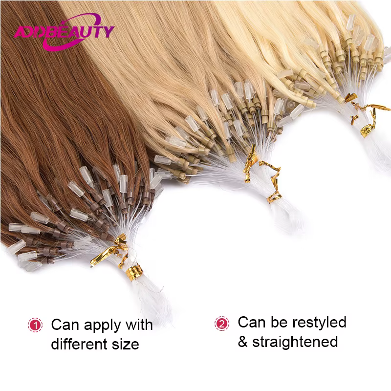 Micro boucle Extension de cheveux humains droite réel
