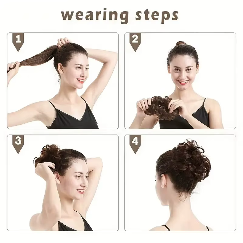 Chignon synthétique en désordre