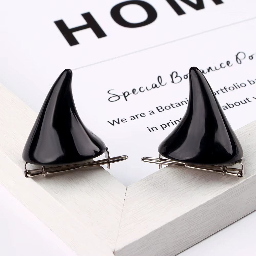 Dame fille belle mignonne 1 paire robe Double fantaisie Barrette diable corne oreille pince Halloween Cosplay épingle à