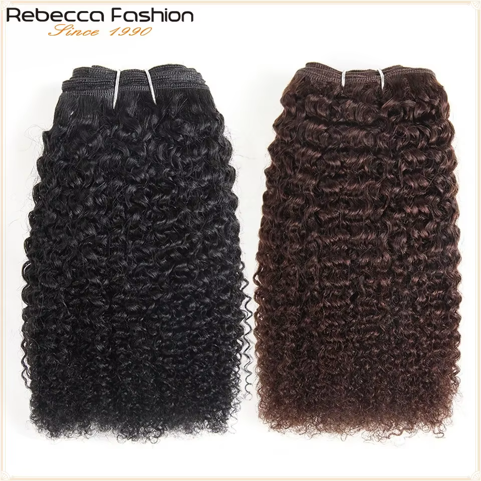 Offre Spéciale : Lots de Tissages de Cheveux Humains Péruviens Bouclés Afro Kinky Wave Rebecca # 1B # 2 # 4 extensions