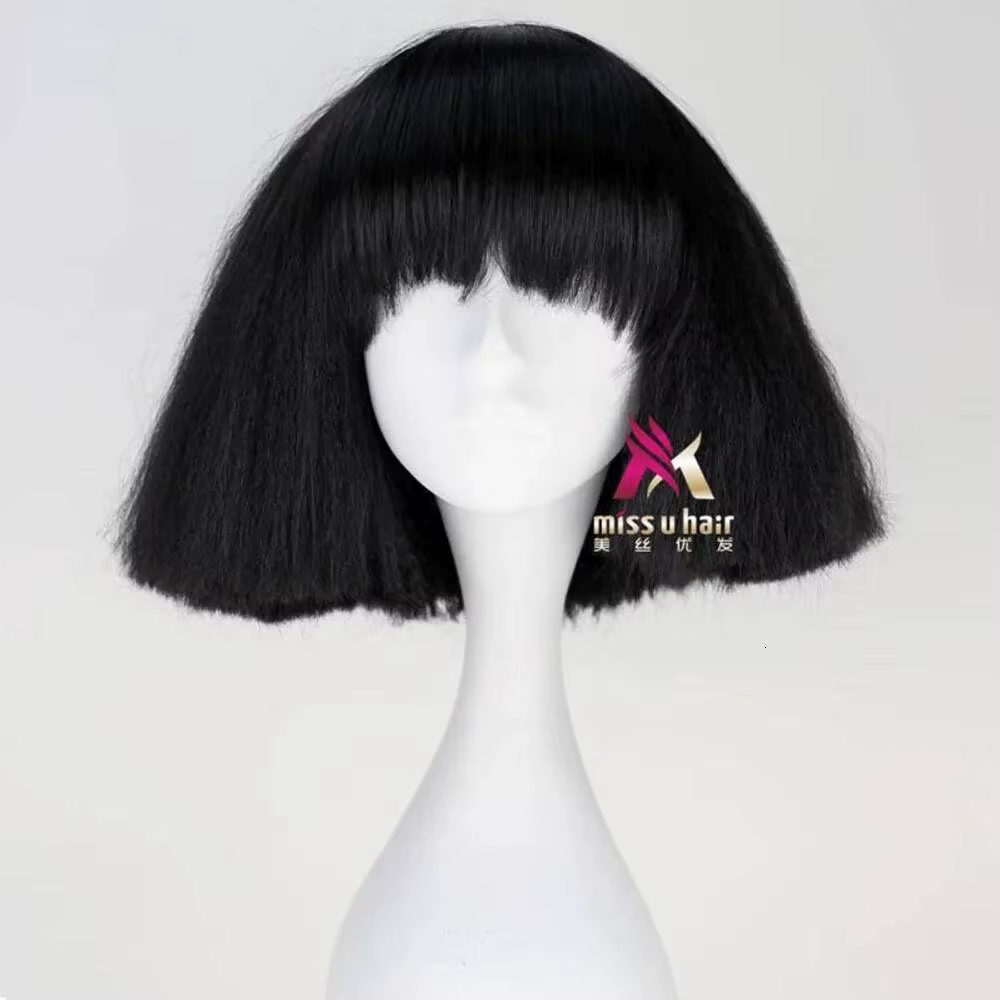 Perruque synthétique noire Lady Gaga