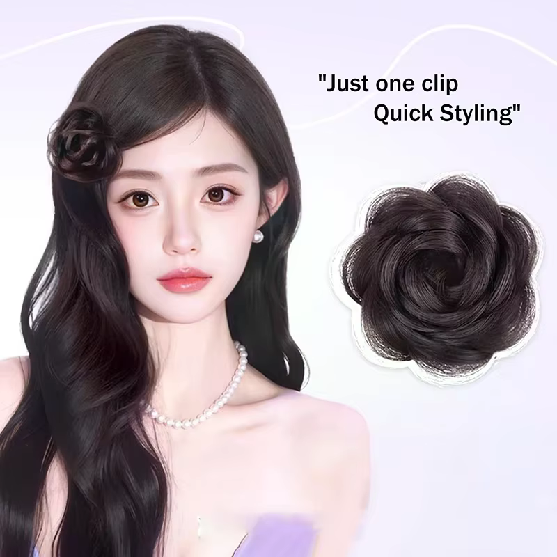 Postiche synthétique chignon avec pince à bec de canard
