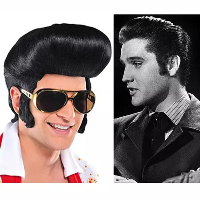 Elvis Presley perruque lunettes hommes chanteurs de Rock Aron