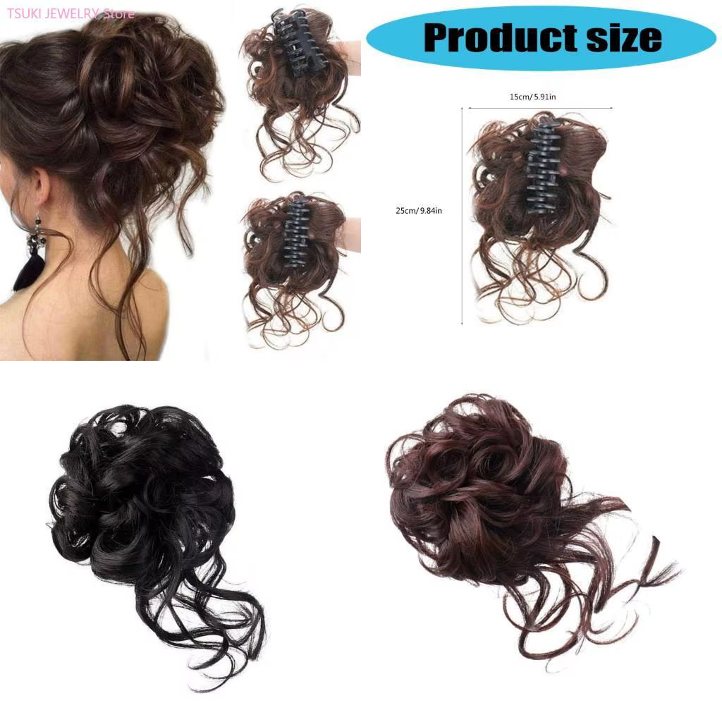 62KE – postiche chignon à texture douce avec pince à griffes