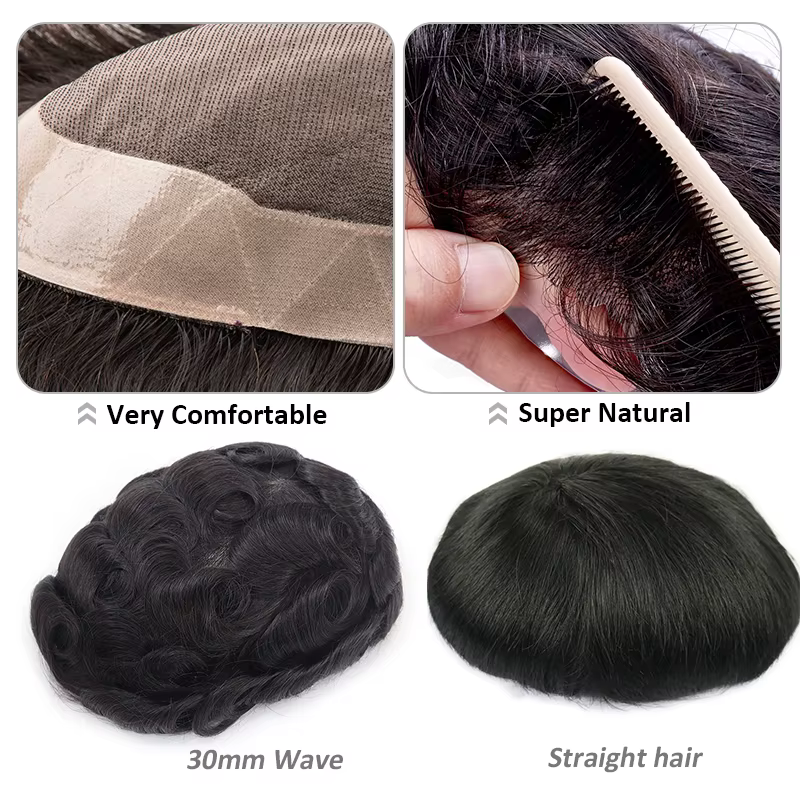 Hommes toupet D7-3 100% cheveux humains Mono Base dentelle + PU pour calvitie complète prix de liquidation petites