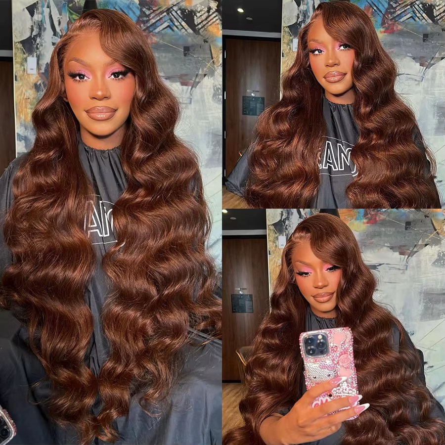 Perruque Lace Frontale HD Marron Chocolat 13x4 Body Wave
