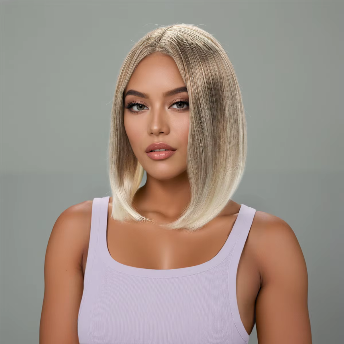 Perruque pour femme avec cheveux courts et raides dorés