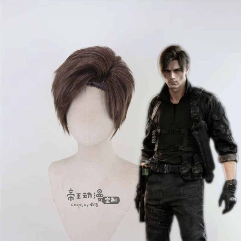 Perruque de cosplay Re9 REQ Leon pour homme