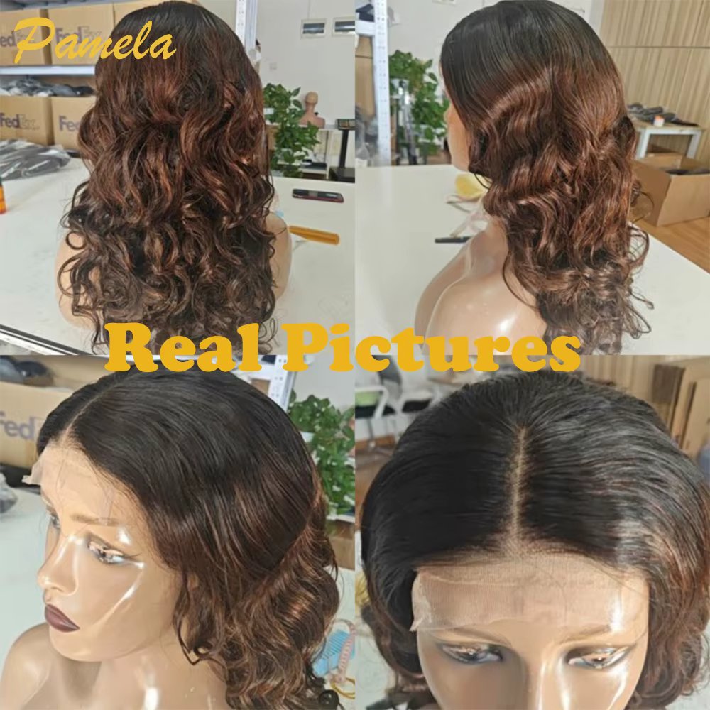 Perruque Blonde Ombre couleur marron perruque de cheveux humains 250 densité lâche vague profonde dentelle frontale sans colle perruques cheveux humains prêt à porter