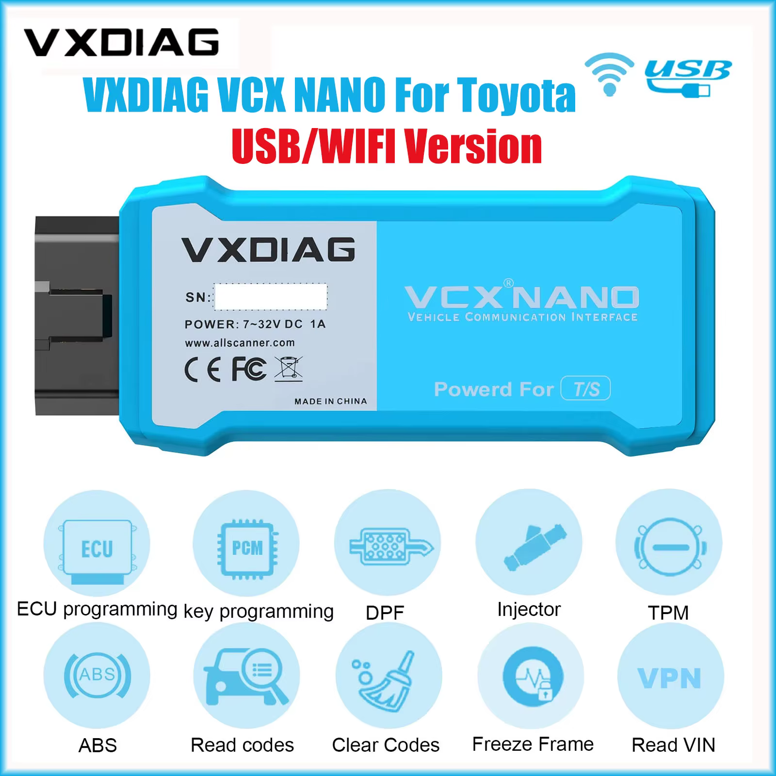 VXDIAG VCX NANO pour Toyota avec programmation ECU SAE J2534 pour Lexus, outils de diagnostic automobile, codage ECU, scanner OBD2, lecteur de code
