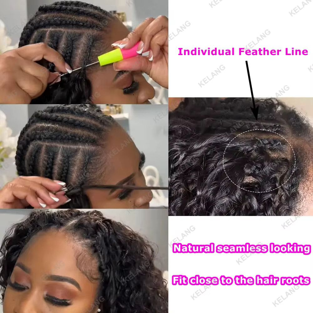 Extensions de cheveux bouclés crépus en plumes