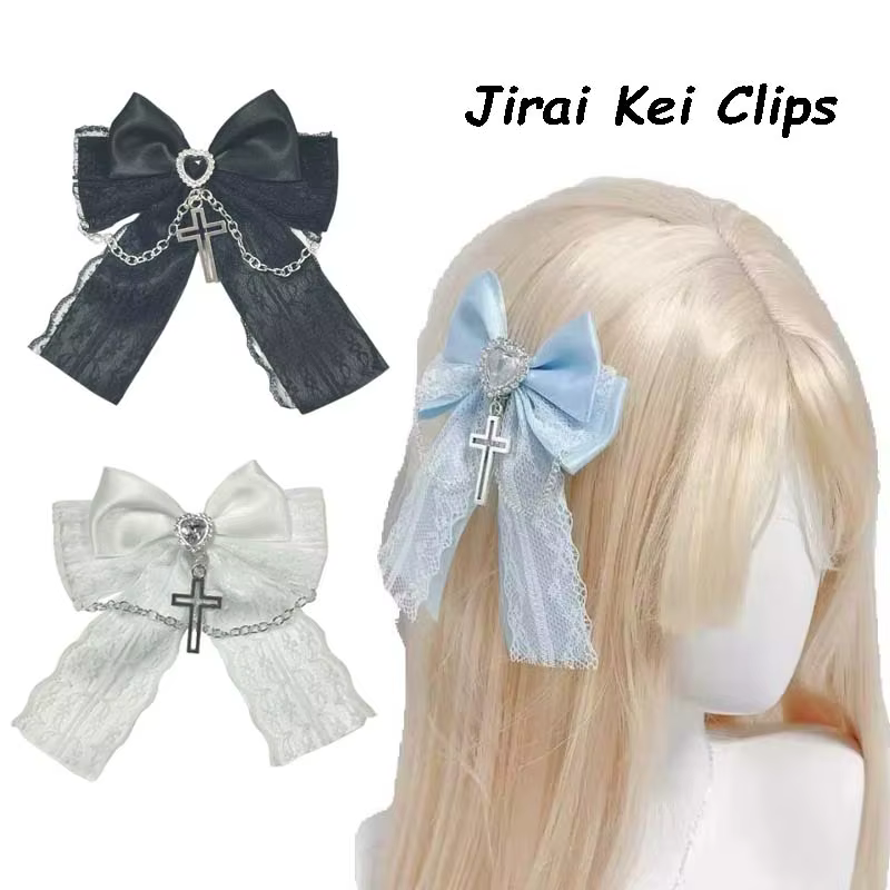 Jirai Kei mode pince à cheveux pour filles femmes Harajuku Y2K noir blanc épingles
