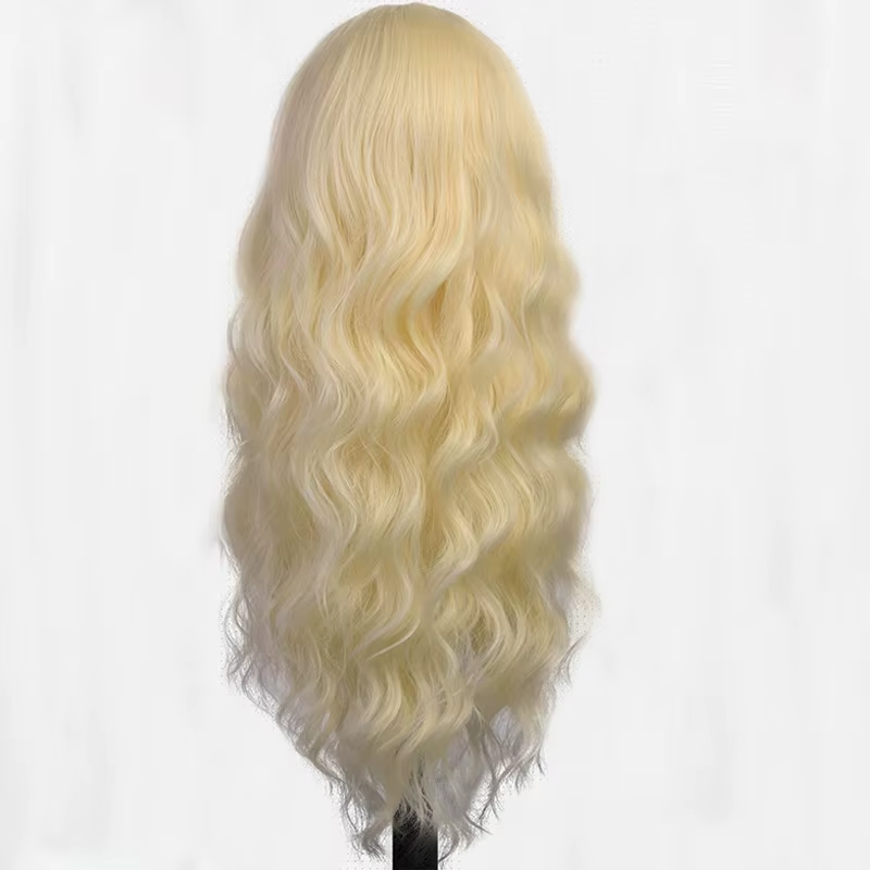 Best-seller nouvelle mode midsection perruque femmes longs cheveux blonds bouclés fibre synthétique haute température