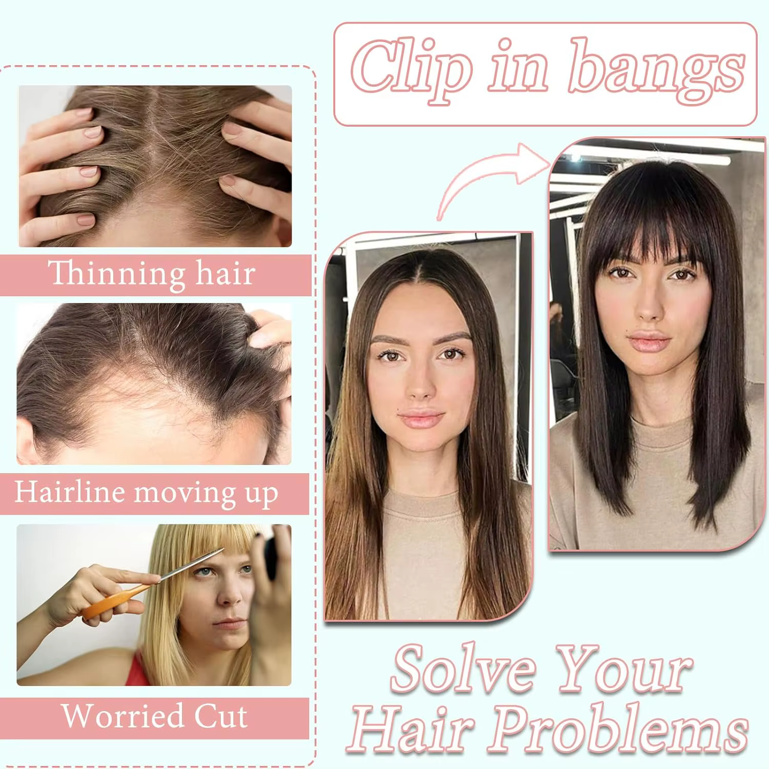 VADES Franges à clipser en cheveux naturels