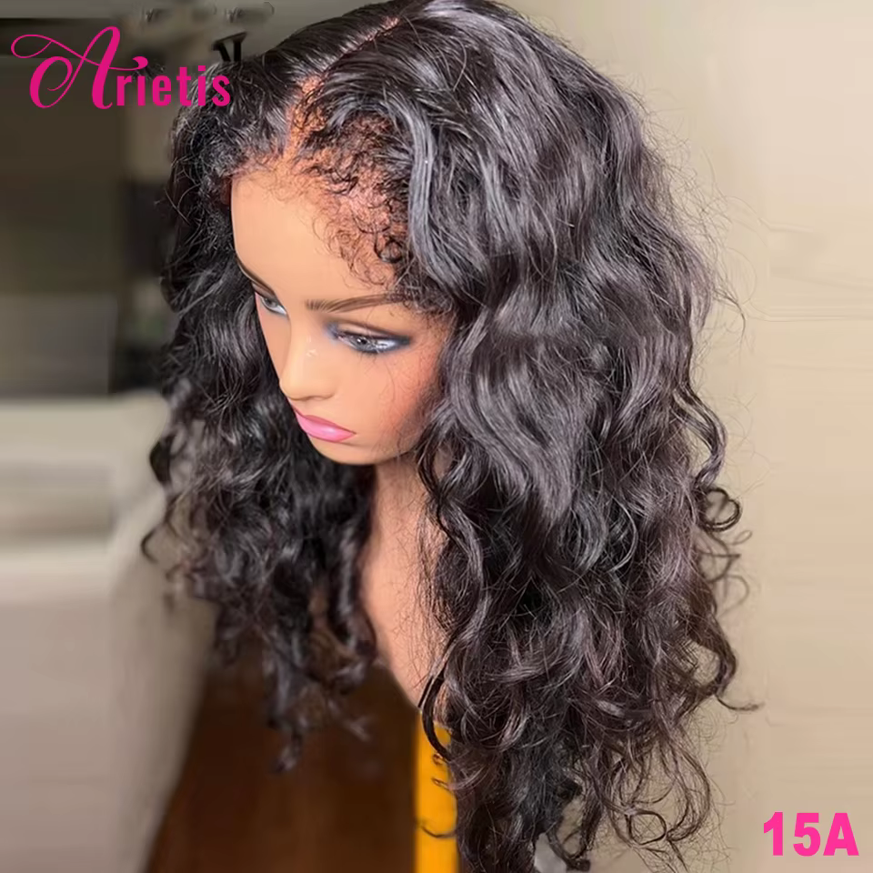 Vente en gros 13x6 13x4 vague naturelle avant de lacet perruques de cheveux humains pour les femmes 4c bords bouclés