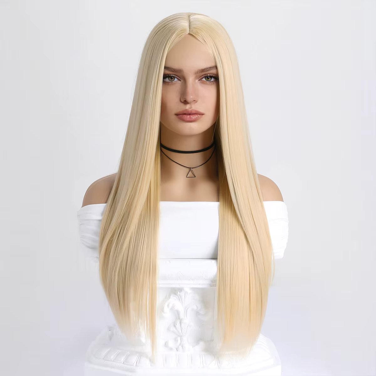 Perruque longue blonde pour femmes blanches