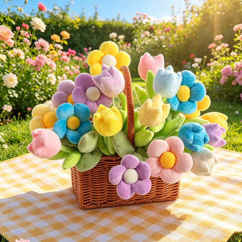 Magnifiques jouets en peluche tulipes et tournesols réalistes, doux et rembourrés, jouets floraux de jardin, jouets créatifs pour bouquets DIY, décoration douce pour chambre et fête