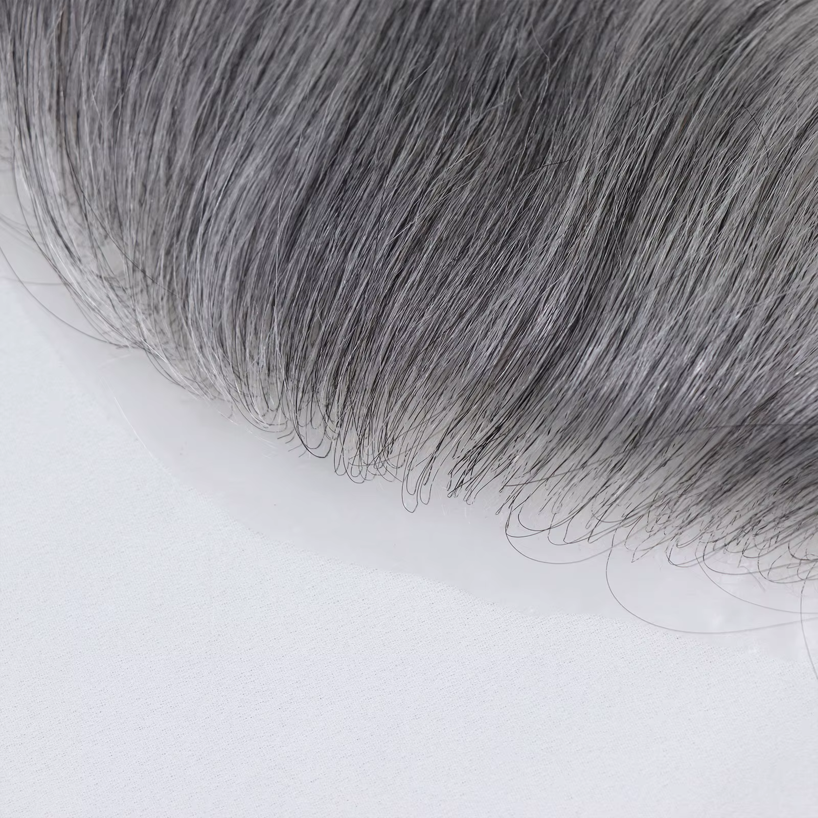 Toupet de ligne de cheveux frontale grise pour hommes