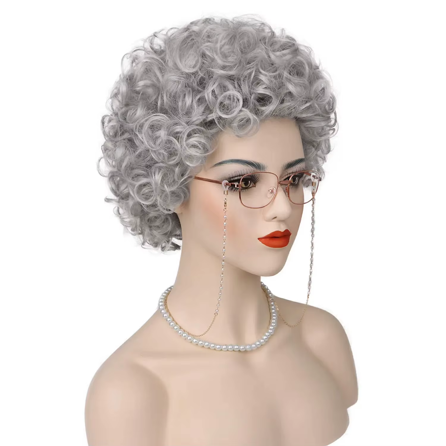 JOPearl-Perruque Cosplay Synthétique Grise pour Femme