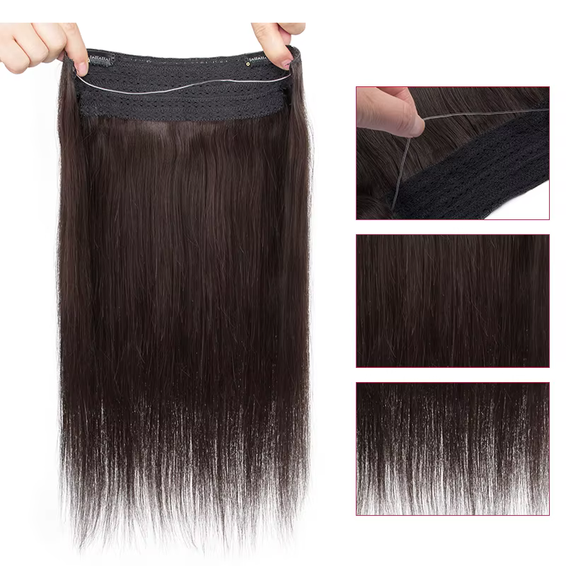Extensions de cheveux naturels à clipser avec fil invisible