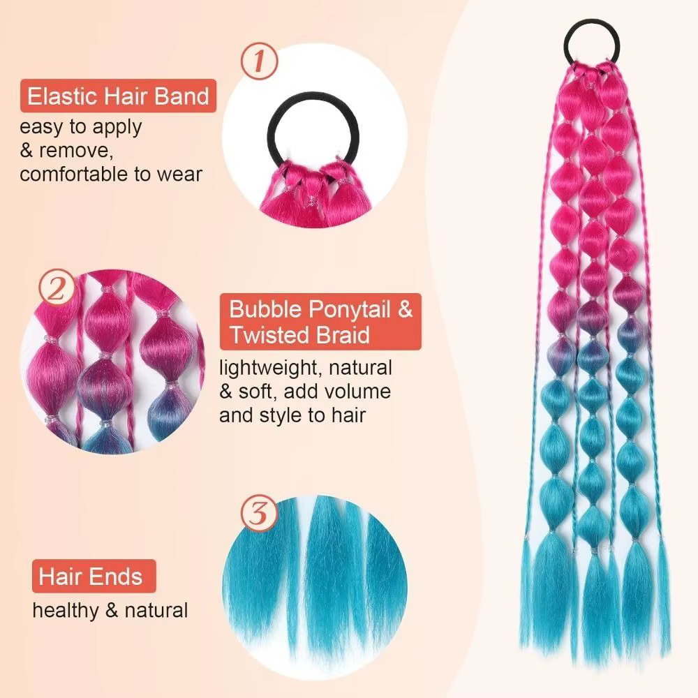 Extensions de cheveux colorées de 20 pouces
