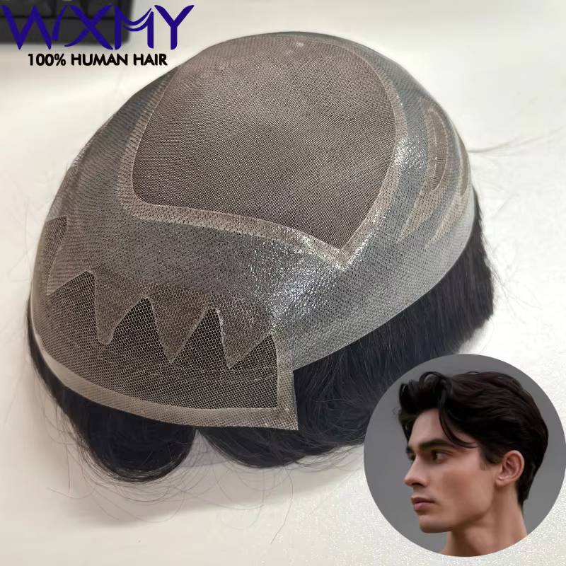 Prothèse capillaire pour hommes Toupee Versalite Mono & PU avec dentelle suisse
