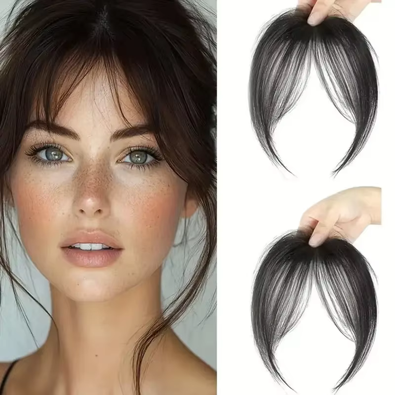 Nouvelle Frange Synthétique Naturelle Sans Couture pour Cheveux