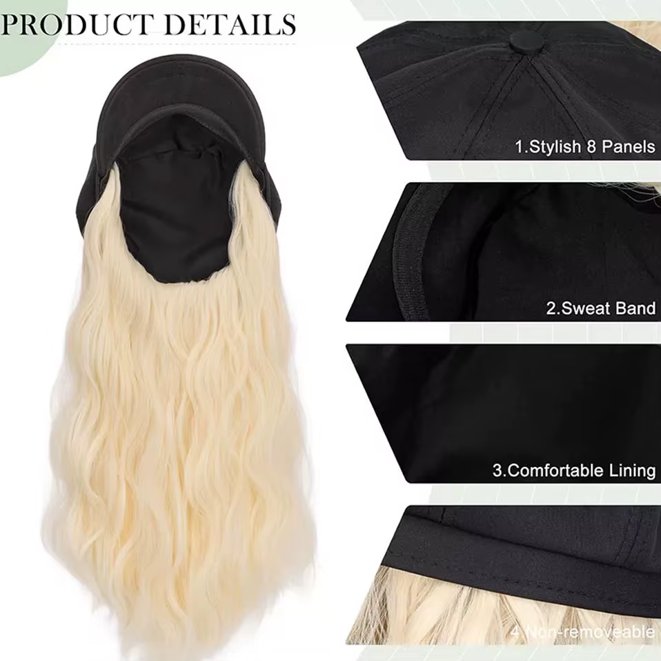 Casquette Newsboy avec Extensions de cheveux Bob