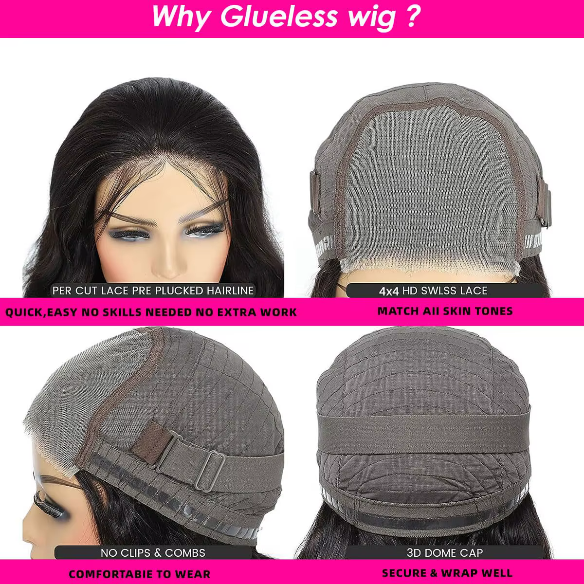 Perruque sans colle cheveux humains prêt à porter perruques Bob courtes pour les femmes 13x4