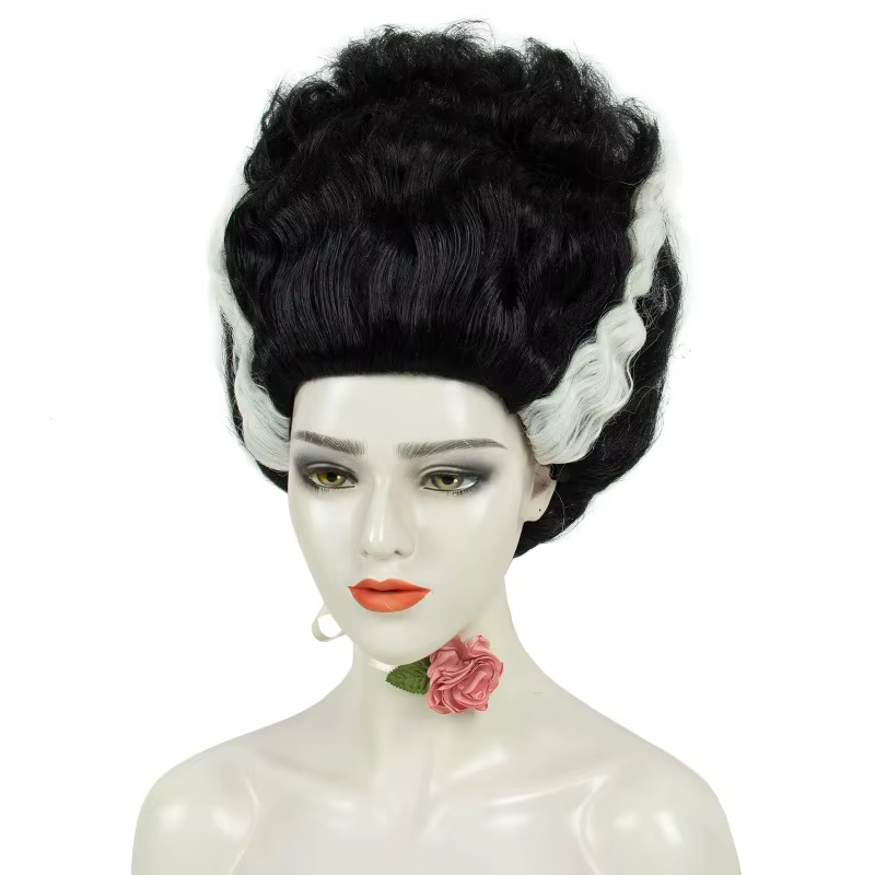 Perruque afro noire et blanche en forme de ruche