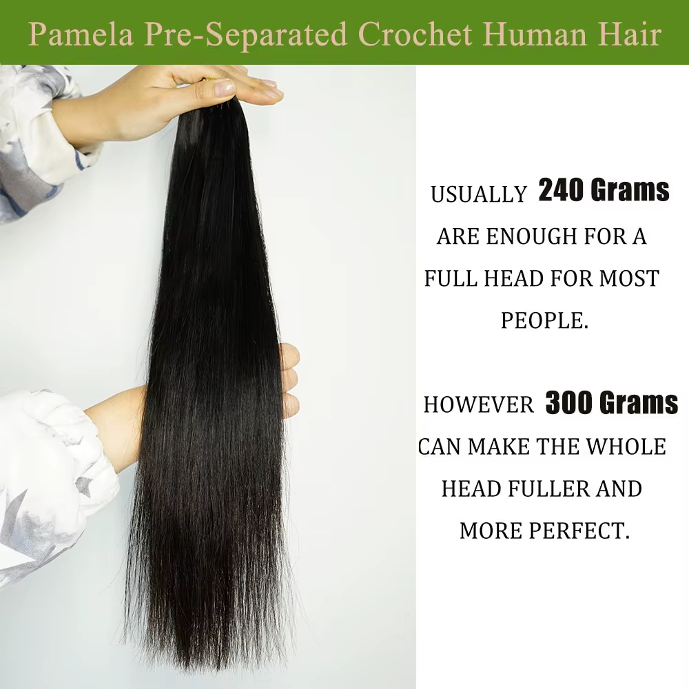 Extensions de cheveux humains au Crochet pré-séparés sans nœuds