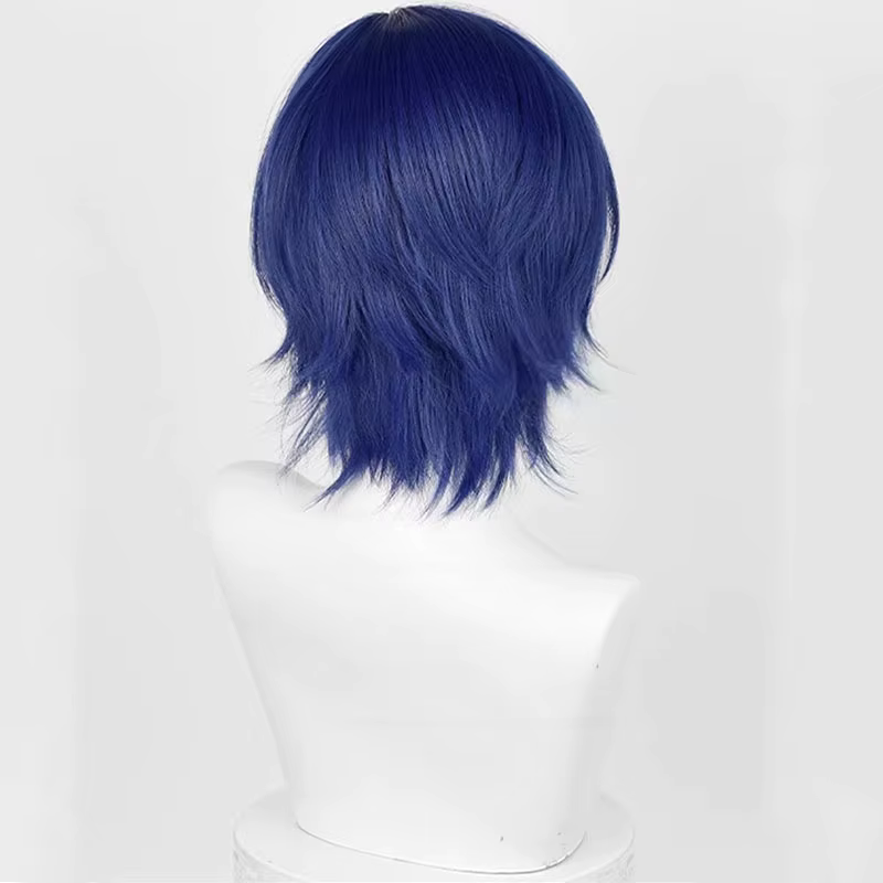 Perruque de Cosplay Synthétique Bleu Foncé