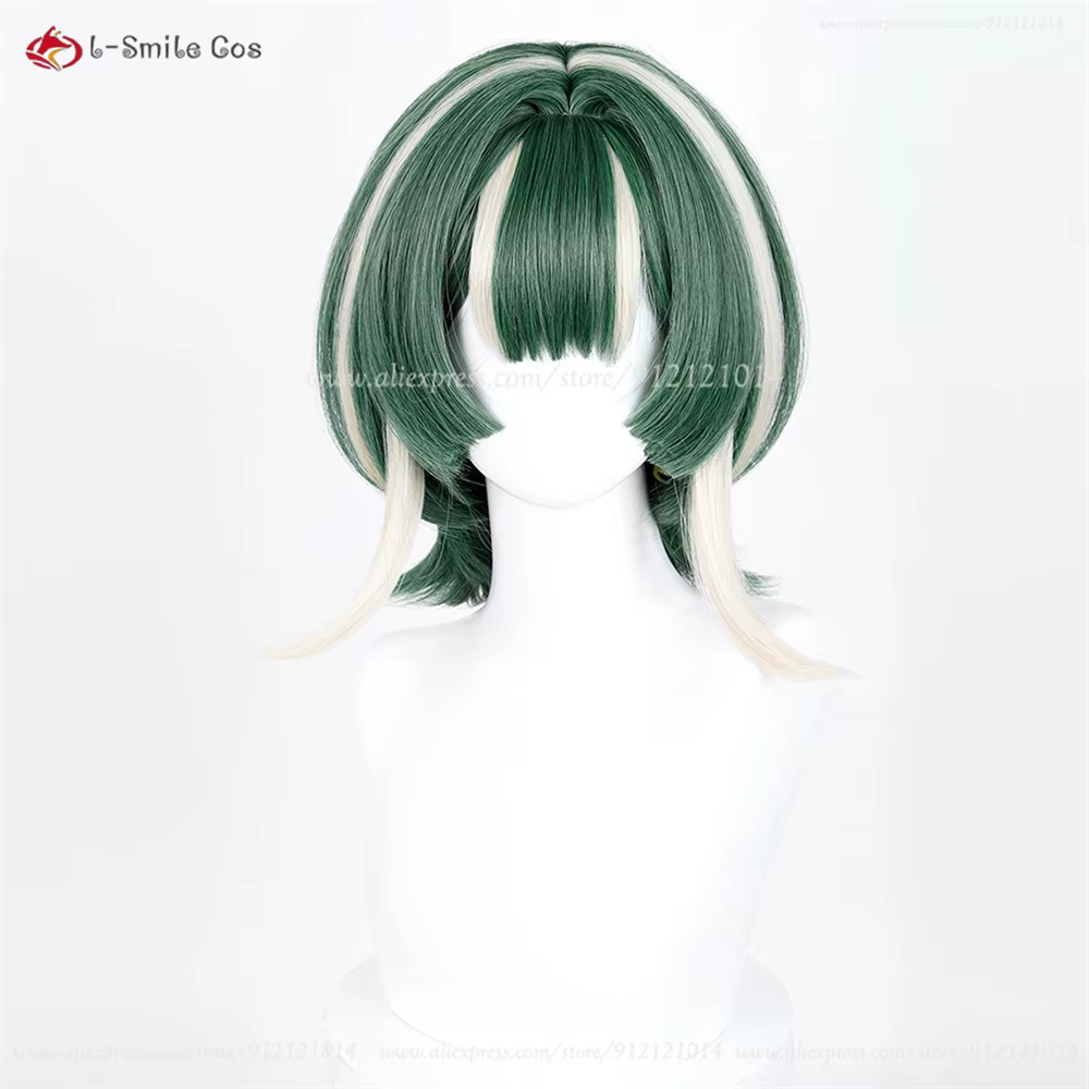 Guita Cosplay perruque 30 cm vert blanc-or perruques mixtes pour femmes hommes Anime