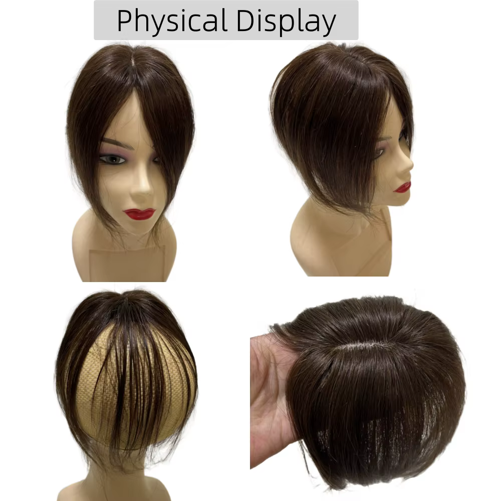 25cm pince en cheveux humains naturels Topper pour femmes frange