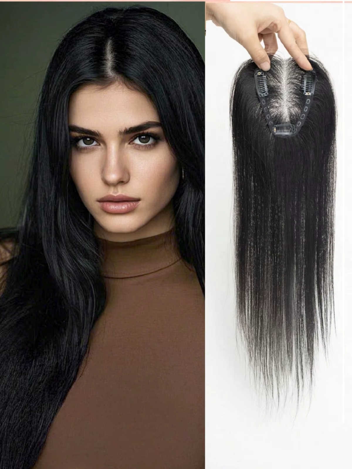 Cheveux humains Toppers 3x4 "Base tissée à la main 100% postiches réelles avec clips invisibles pour recler une