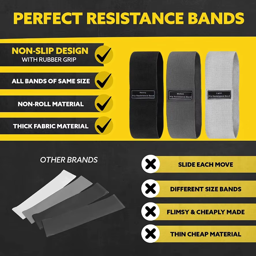 Bandes d'entraînement élastiques pour fessiers et cuisses, bandes de résistance en tissu pour butin de hanche, cercle de Squat, bandes de Fitness extensibles, boucles, équipement de gymnastique et de