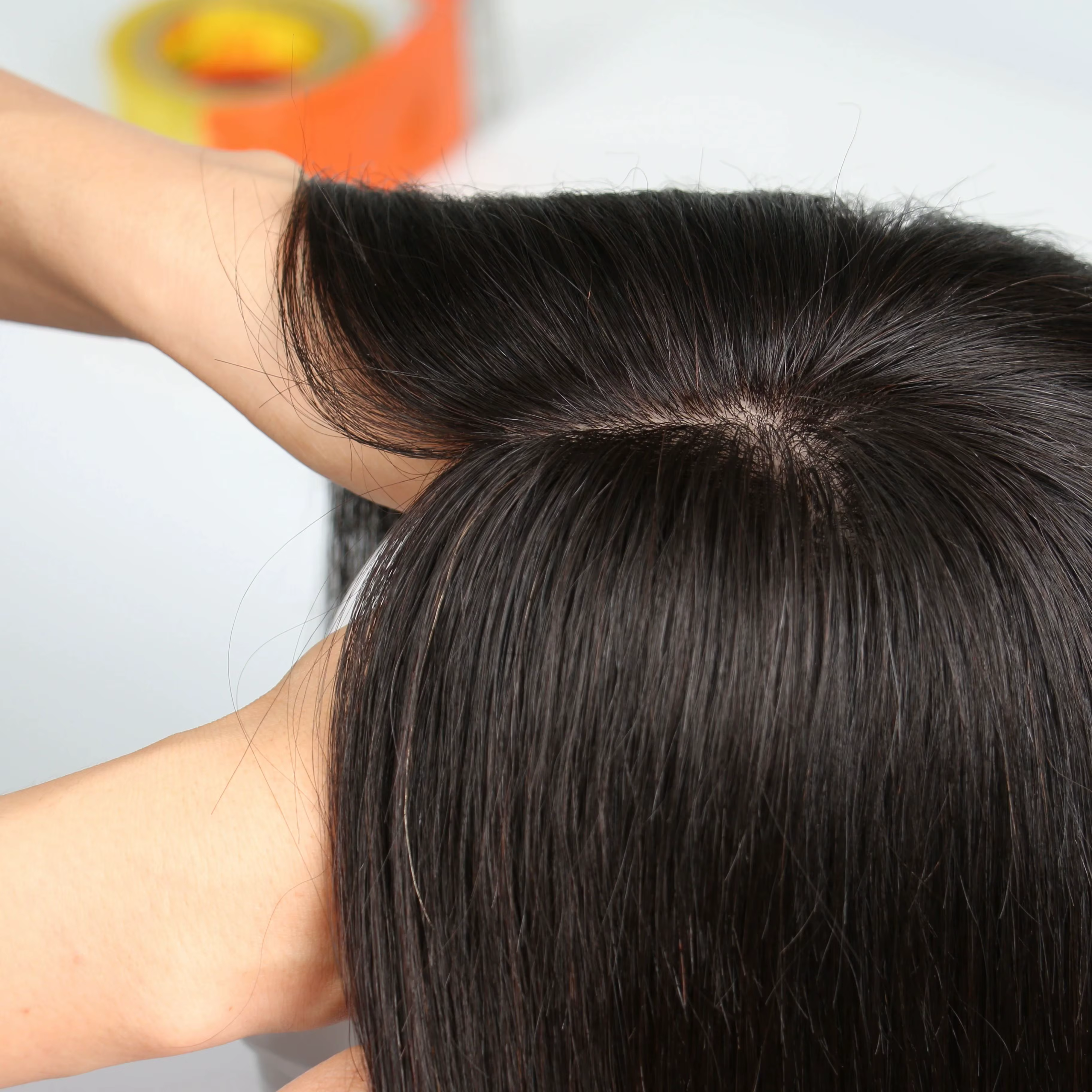 Perruque en cheveux humains Remy véritable brun moyen pour femme