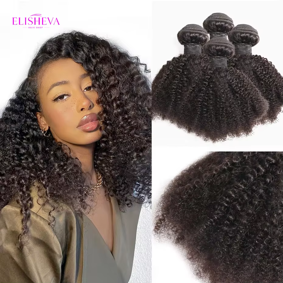 ELISHEVA Lot de 1/3/4 mèches de cheveux humains indiens bruts