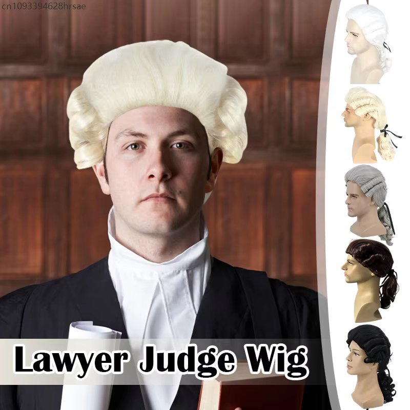 Perruque bouclée de Cosplay baroque pour avocat