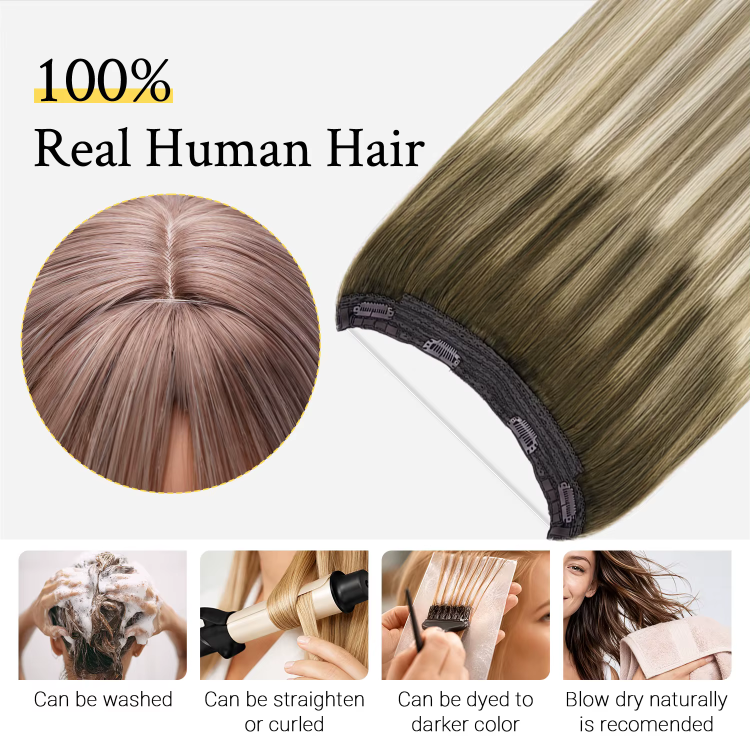 Extensions de cheveux humains naturels fil Invisible