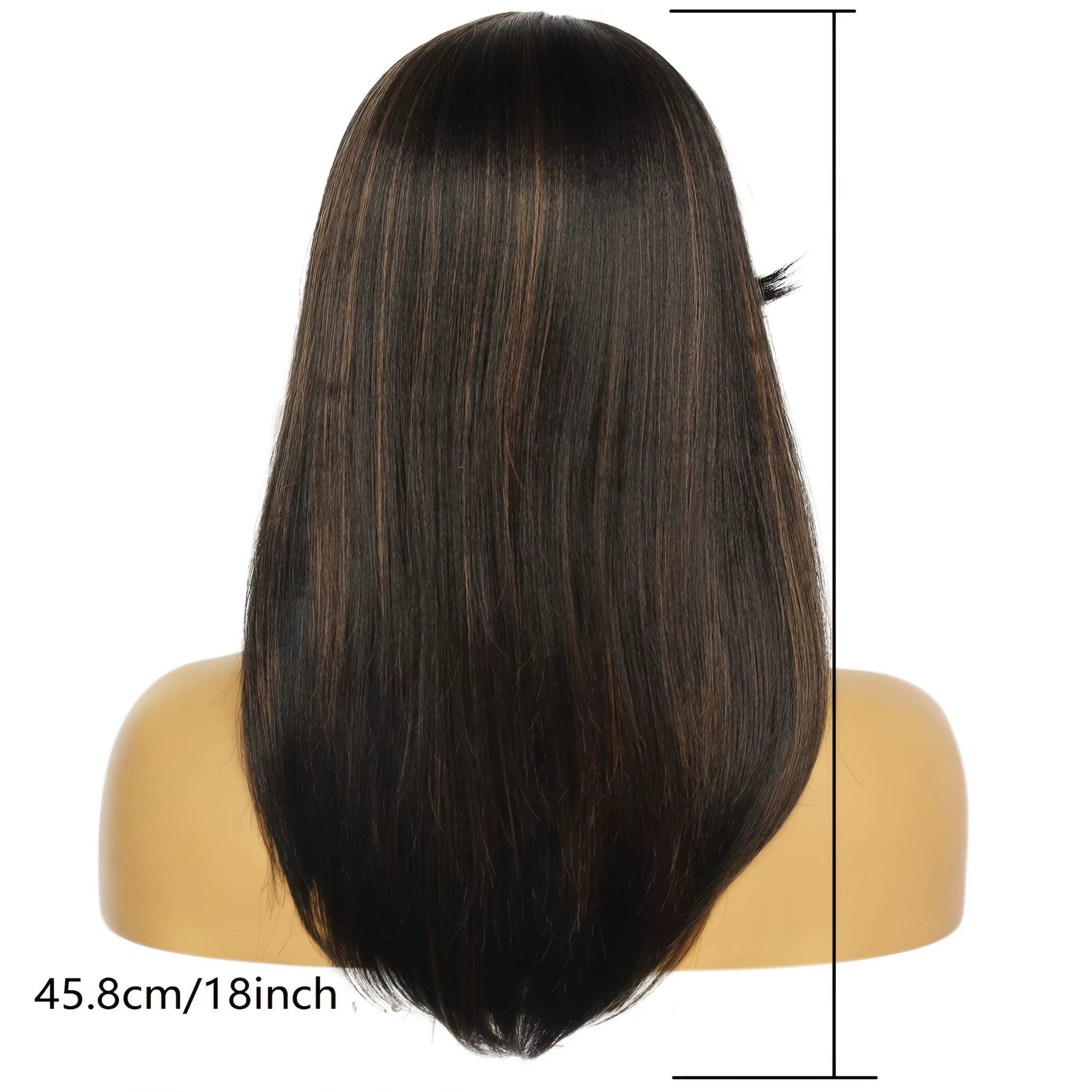  ﻿ Perruque synthétique ondulée mi-longue pour femme avec frange latérale