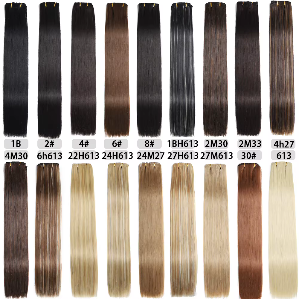 Extensions de cheveux synthétiques longues et lisses de 24 pouces