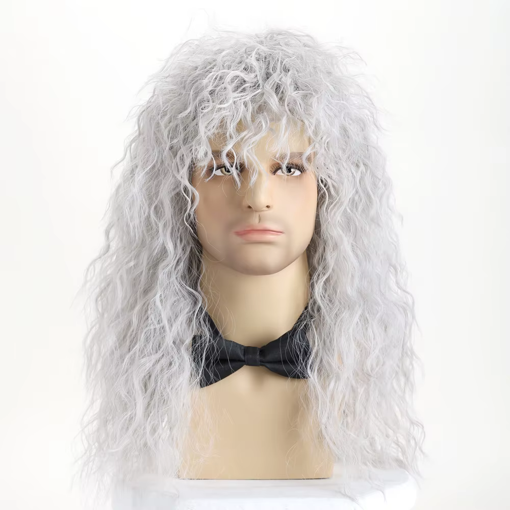 Perruque synthétique Rockstar des années 70 et 80 pour hommes