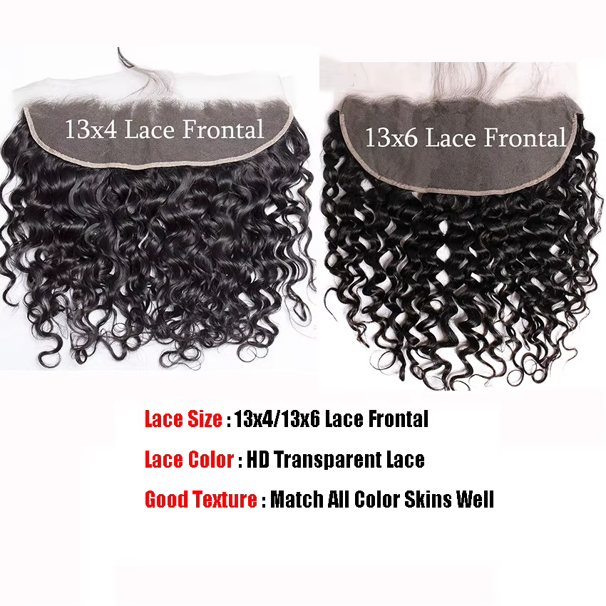 Bundles de cheveux brésiliens Deep Wave, dentelle transparente HD, extensions de cheveux humains, fermeture à franges, 13x6, 13x4, 6x6, 5x5