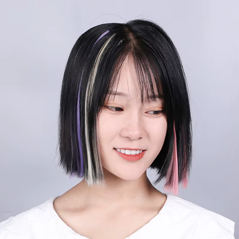 Extensions de cheveux colorées à clipser - Fibre mate haute température de 55 cm