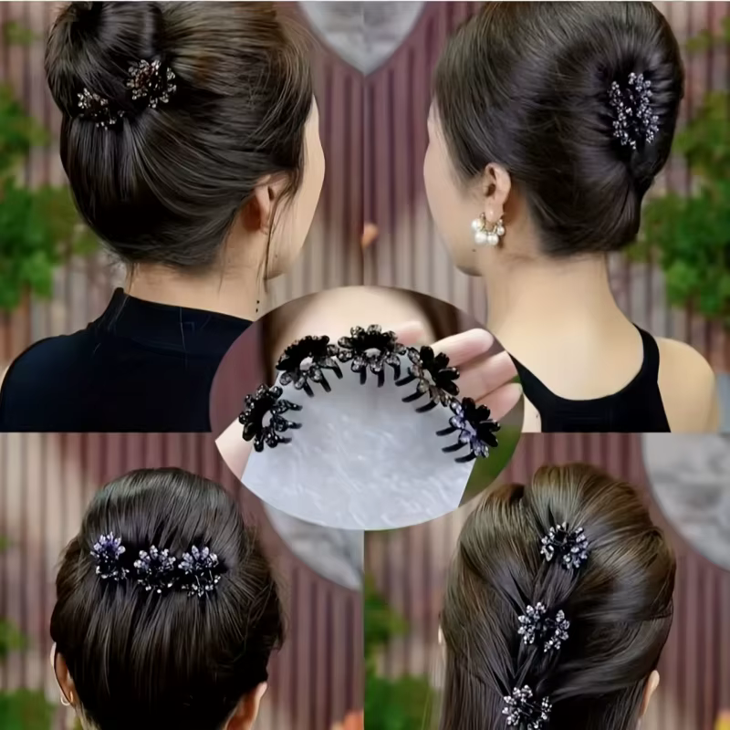 Pinces à cheveux mi-nouées en Mini fleurs et diamants