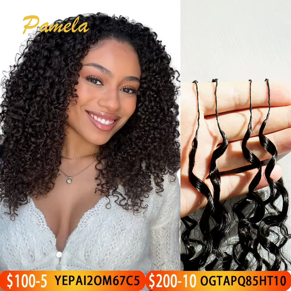 Extensions de cheveux humains bouclés afro kinky birmanes, pré-séparées, sans nœuds, pour crochet, effet plume, 100 % cheveux humains